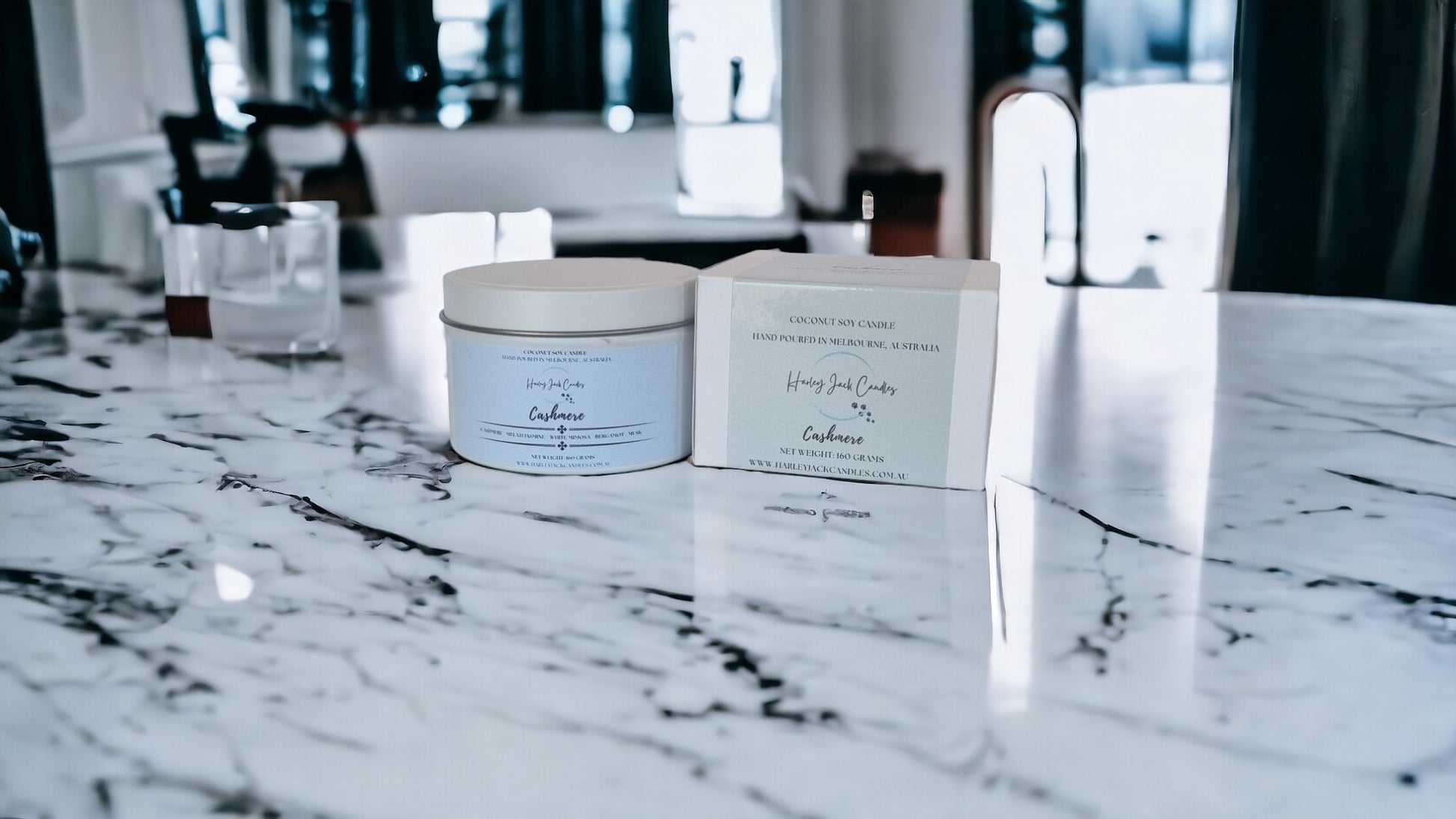 Travel Tin Cashmere Coconut Soy Candle with Box